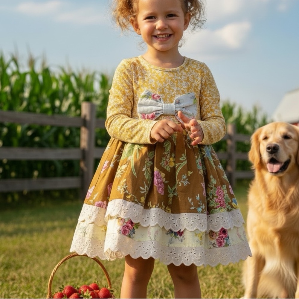 Giggle Moon girl’s mixed pattern floral dress size 5